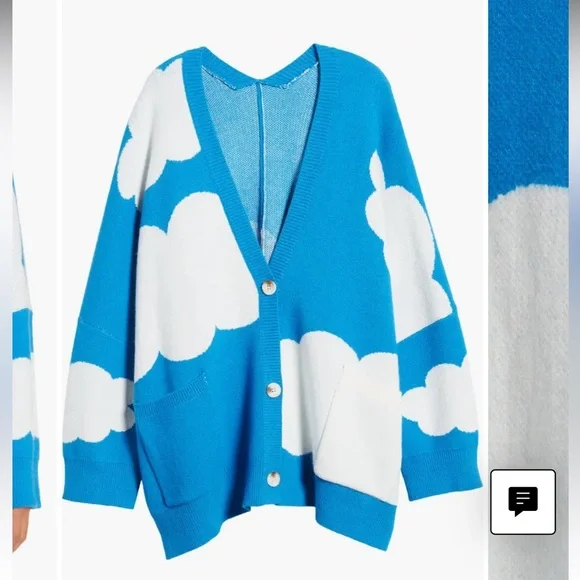 Dressed in LaLa In the Clouds Blue&White Oversized Cardigan: Bright and Soft! - Picture 3 of 4
